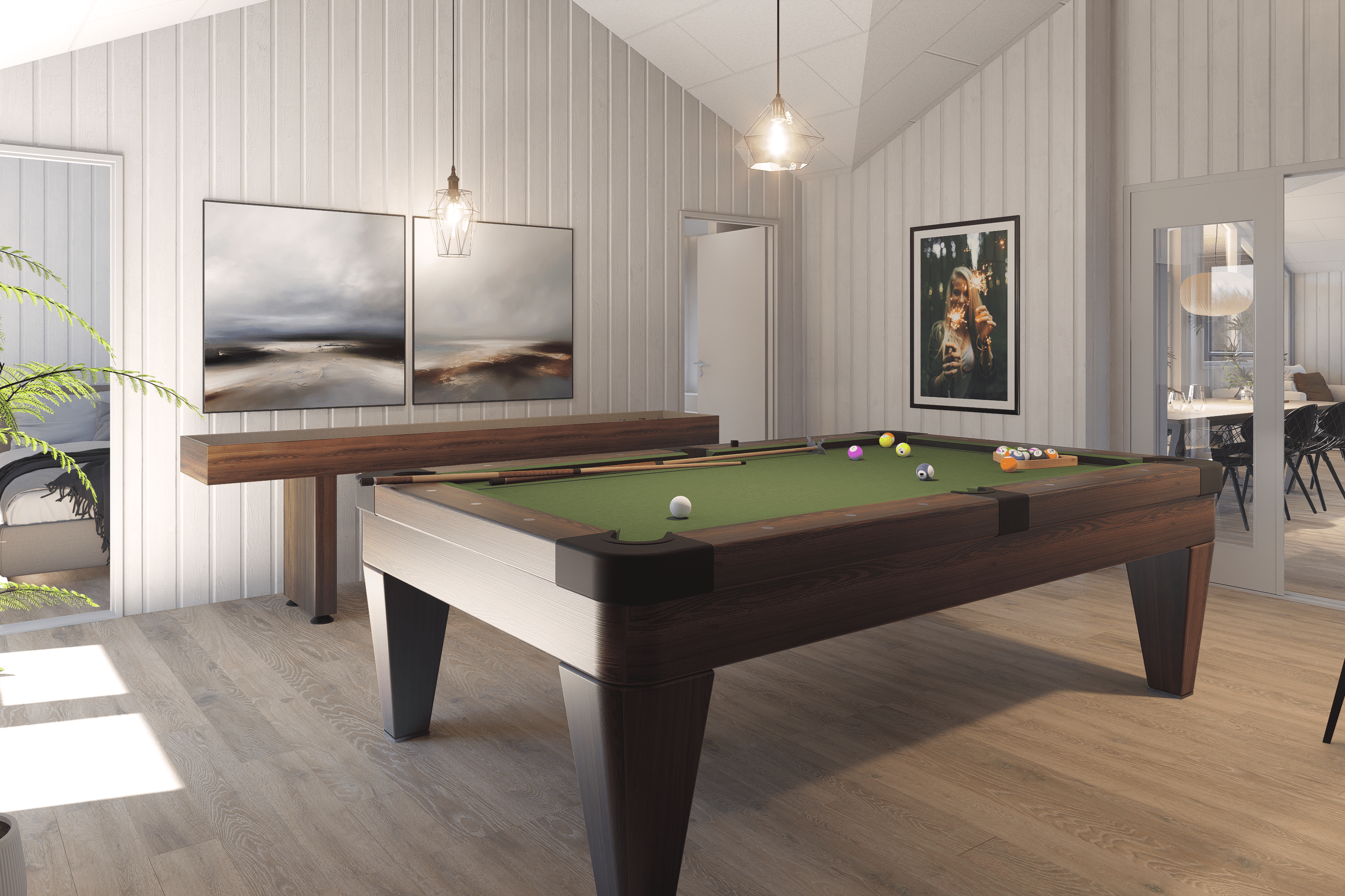 Neben den vielen schönen Stunden, die man im Poolbereich des Hauses verbringen kann, bietet das Luxusferienhaus 919 auch Spielevergnügen bei Billard/Tischtennis und Darts