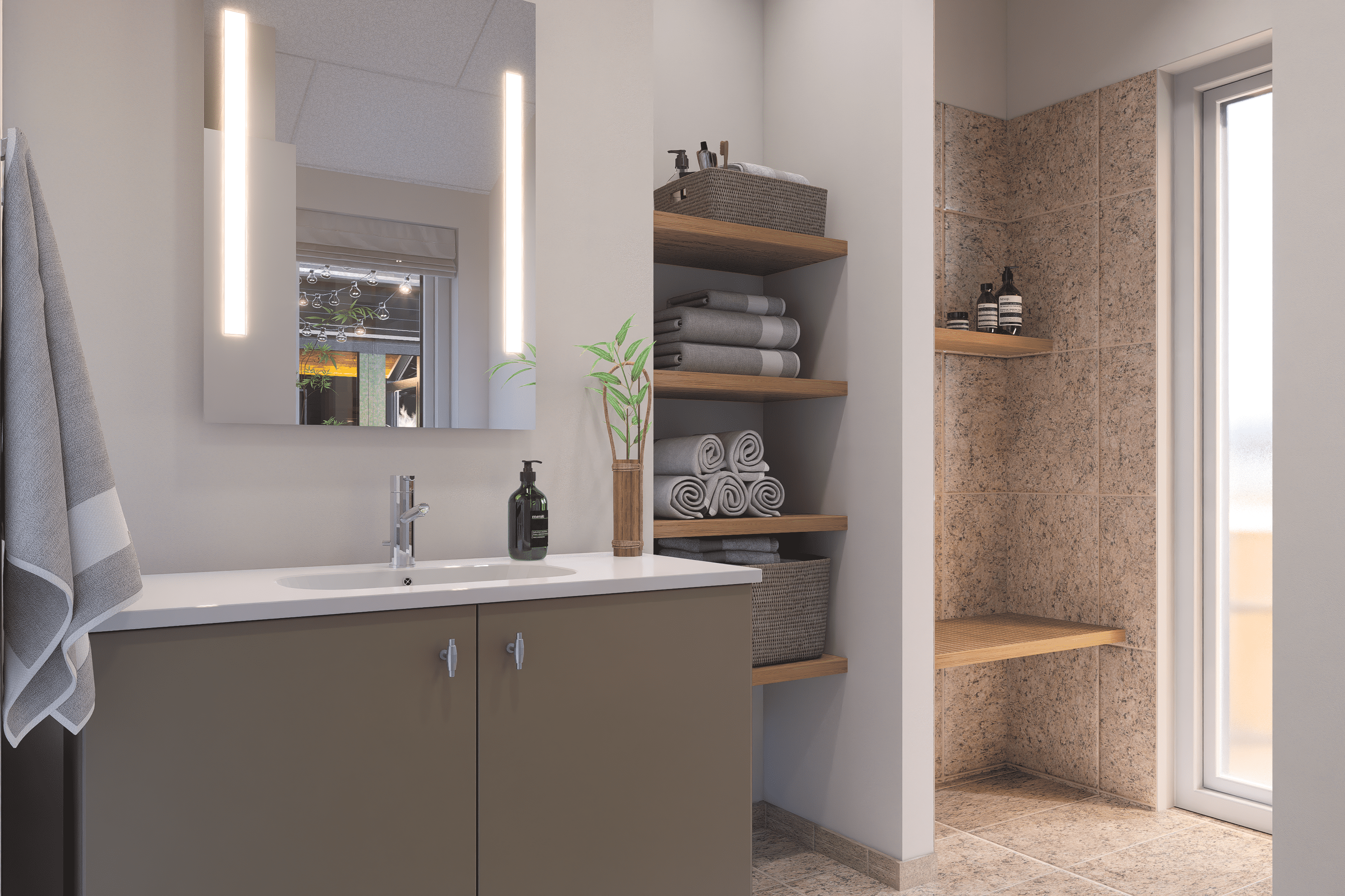 Eines der Badezimmer im Luxusferienhaus Nr. 919