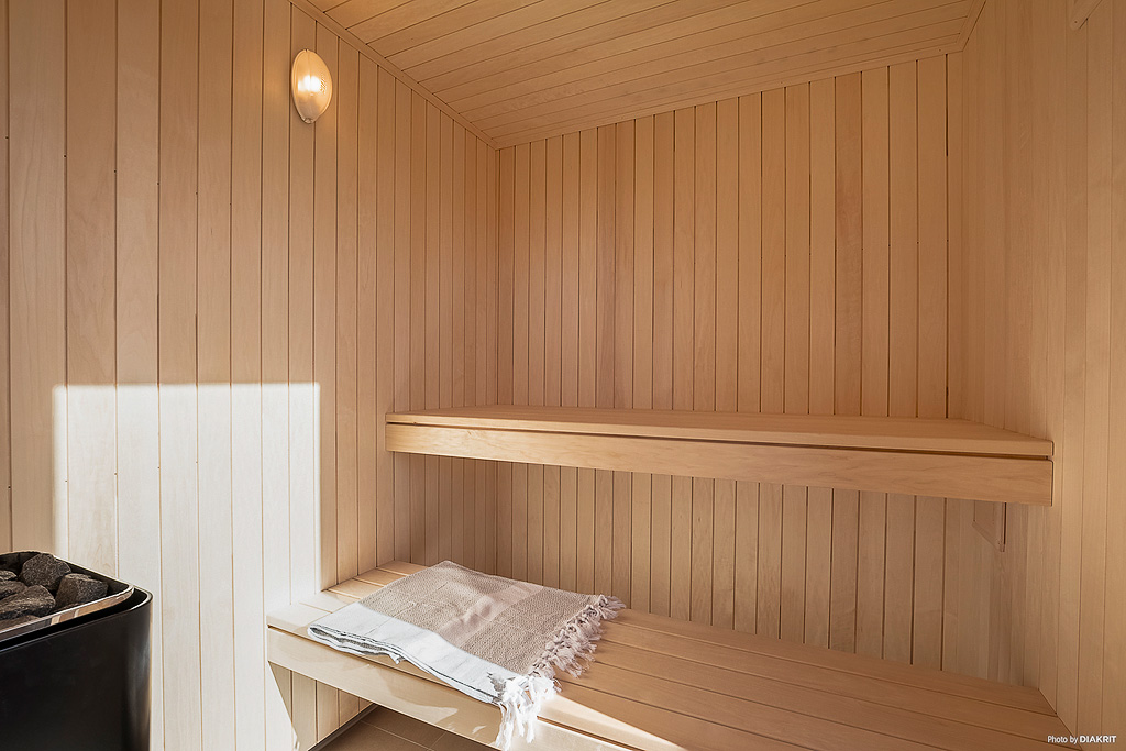 Genießen Sie die heiße Sauna im Luxusferienhaus Nr. 901 für 24 Personen