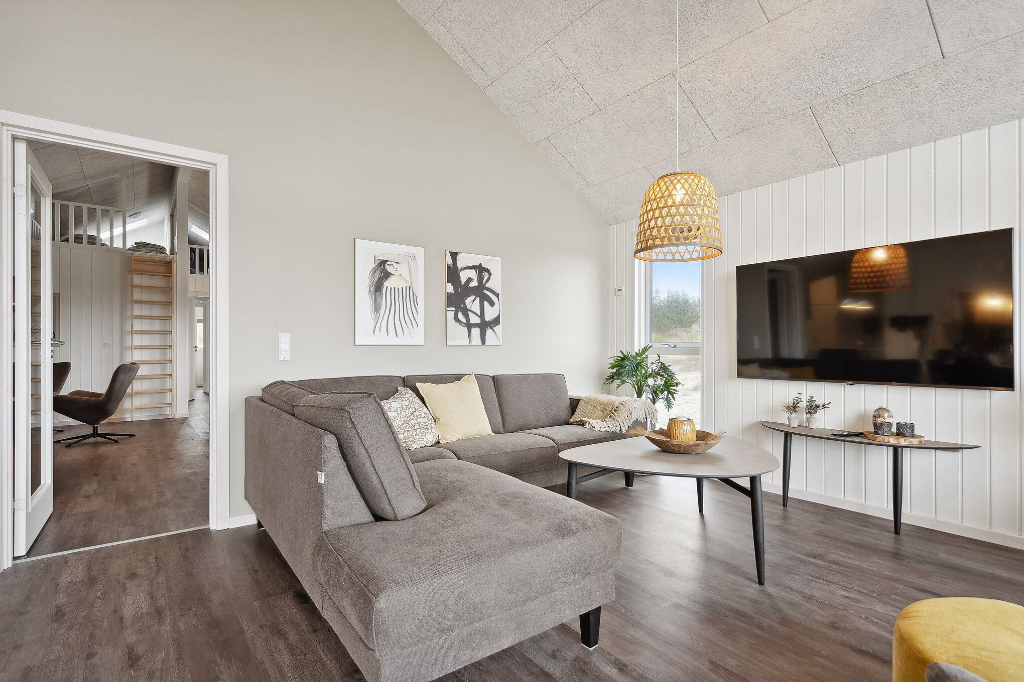 Die Couchecke im Luxusferienhaus Nr. 918 in Westjütland.