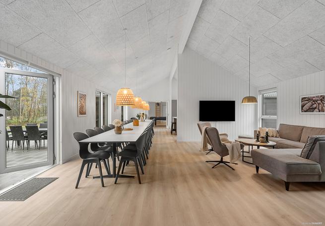 Der große, lichtdurchflutete Aufenthaltsraum im Luxusferienhaus Nr. 905 für 30.