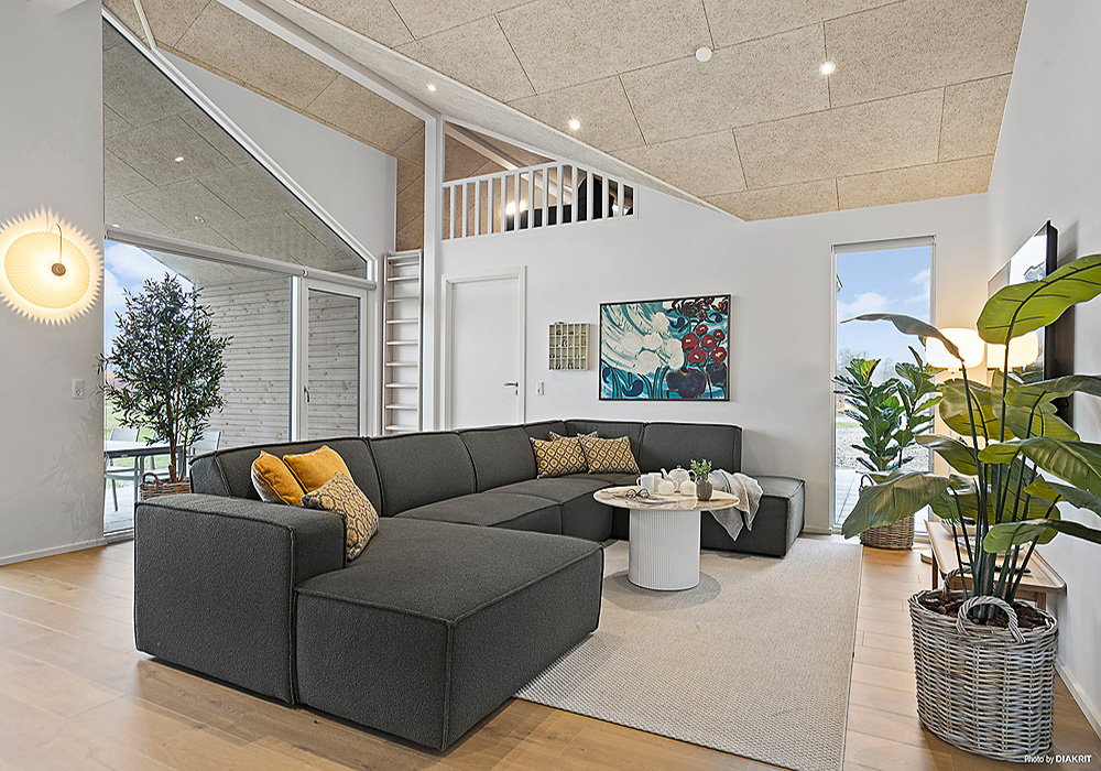 Wohnbereich im Luxusferienhaus Nr. 903 mit Pool in Ålbæk, Nordjütland