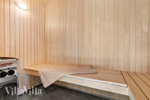 Genießen Sie die heiße Sauna im Luxusferienhaus Nr. 806 für 30 Personen