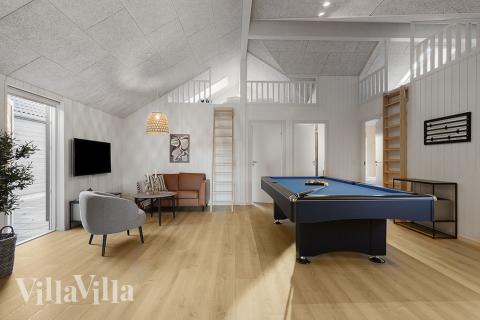 Neben den vielen schönen Stunden, die man im Poolbereich des Hauses verbringen kann, bietet das Luxusferienhaus 802 auch Spielevergnügen bei Billard/Tischtennis und Darts