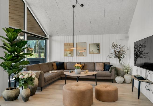 Die Couchecke im Luxusferienhaus Nr. 922 in Fünen und seine Inseln.