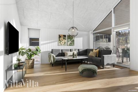 In der Sofalandschaft des Ferienhauses Nr. 810 kann man es richtig gemütlich machen.