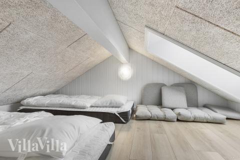 Einige der 26 Schlafgelegenheiten befinden sich im Luxusferienhaus Nr. 814 auf dem ausgebauten Dachboden