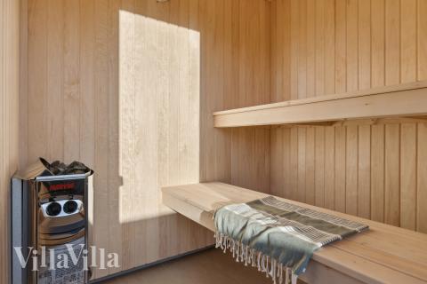 Genießen Sie die heiße Sauna im Luxusferienhaus Nr. 773 für 24 Personen