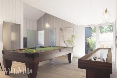 Neben den vielen schönen Stunden, die man im Poolbereich des Hauses verbringen kann, bietet das Luxusferienhaus 947 auch Spielevergnügen bei Billard/Tischtennis und Darts
