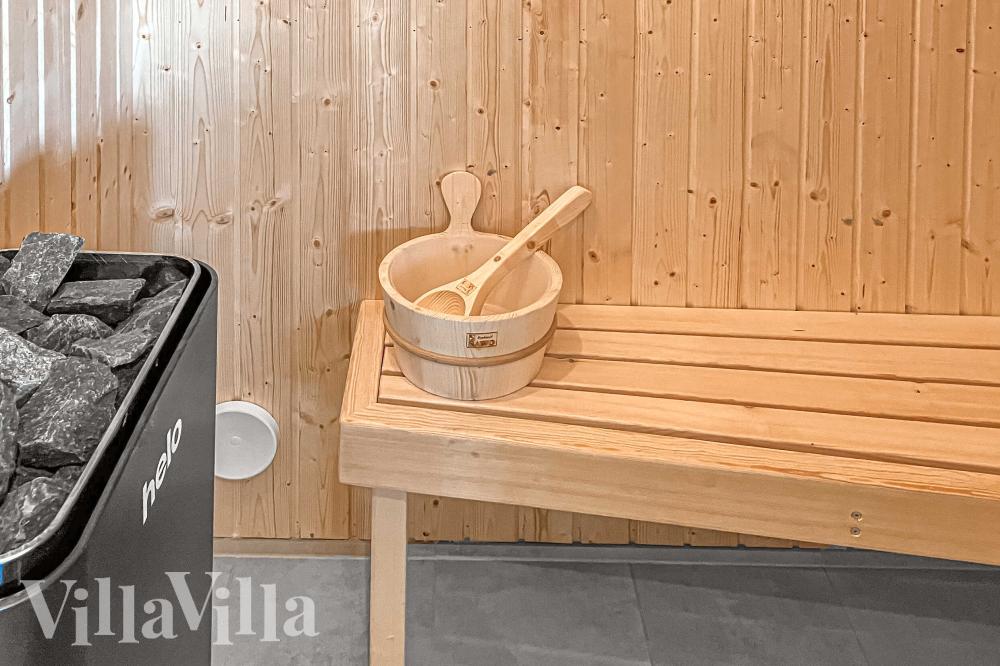 Genießen Sie die heiße Sauna im Luxusferienhaus Nr. 954 für 6 Personen
