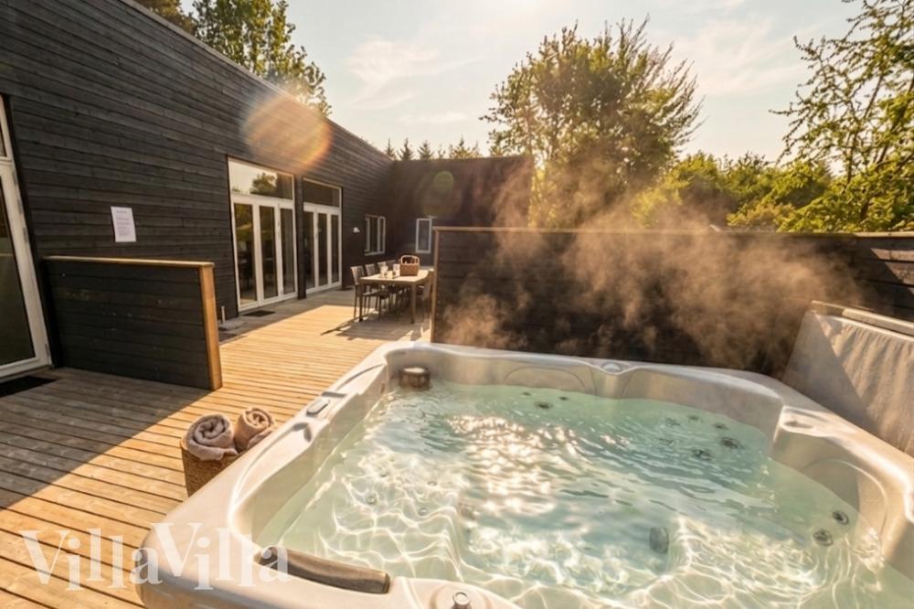 Genießen Sie den warmen Whirlpool im Luxusferienhaus Nr. 641 in Nordseeland