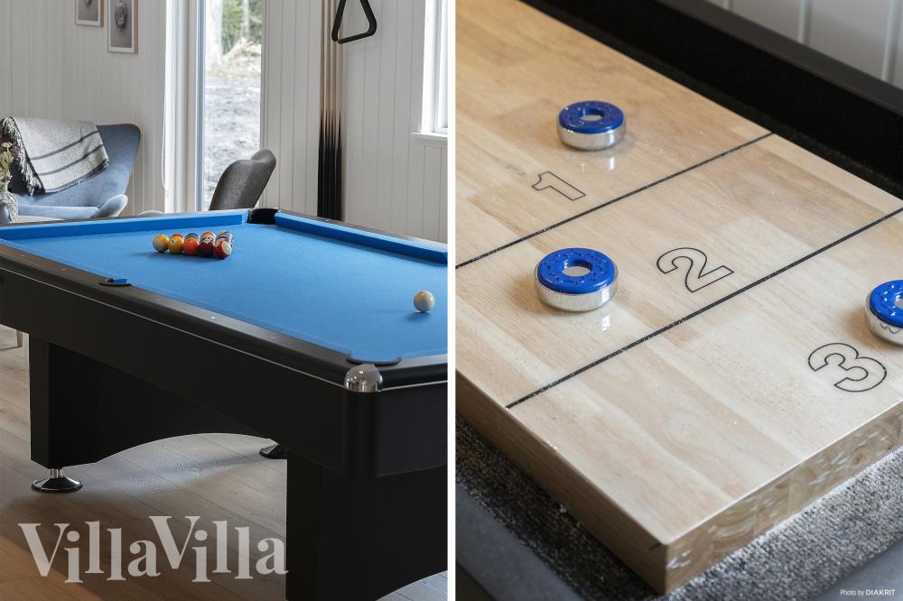 Das Luxusferienhaus 918 für 18 Personen hat einen großen Aktivitätsraum mit u. a. Billard und Darts