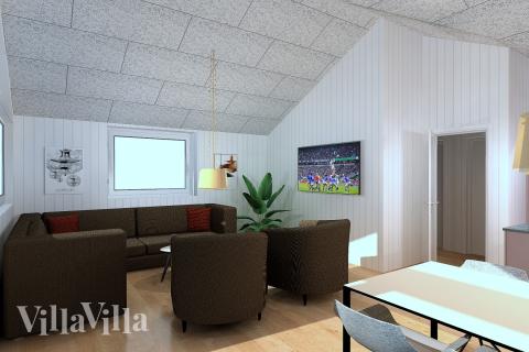 Die Couch im Luxusferienhaus Nr. 958 in Fünen und seine Inseln lädt zu Gesellschaftsspielen oder zu Kinoabenden ein.