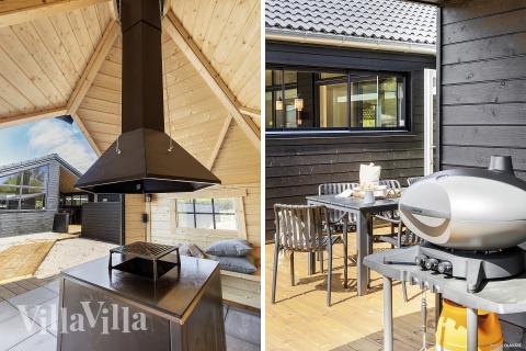 Zu dem attraktiven Ferienhaus Nr. 931 in Ostjütland gehört auch ein tolles Angebot im Außenbereich, z. B. Spieleturm und Schaukeln