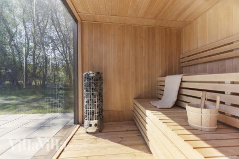 Genießen Sie die heiße Sauna im Luxusferienhaus Nr. 979 für 16 Personen