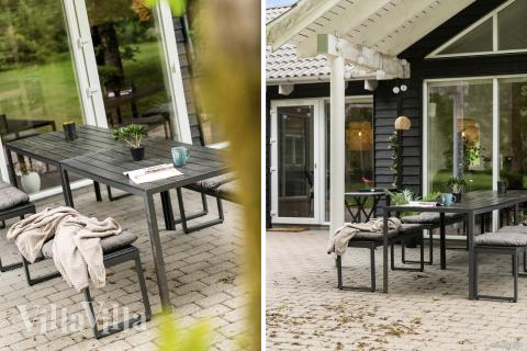 Auf der Terrasse des Ferienhauses Nr. 313 ist Platz für 18 Personen.