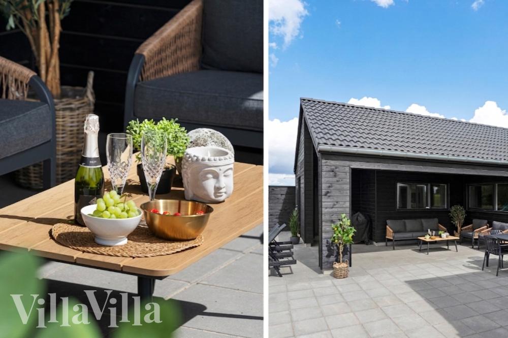 Auf der Terrasse des Ferienhauses Nr. 915 ist Platz für 16 Personen.