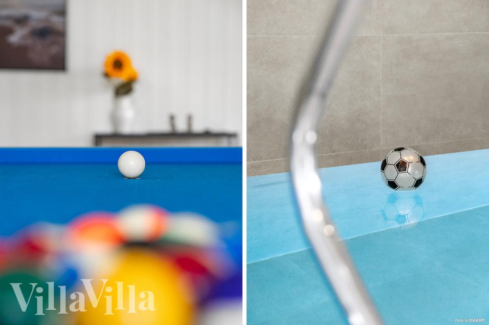Das Luxusferienhaus 929 für 14 Personen hat einen großen Aktivitätsraum mit u. a. Billard und Darts