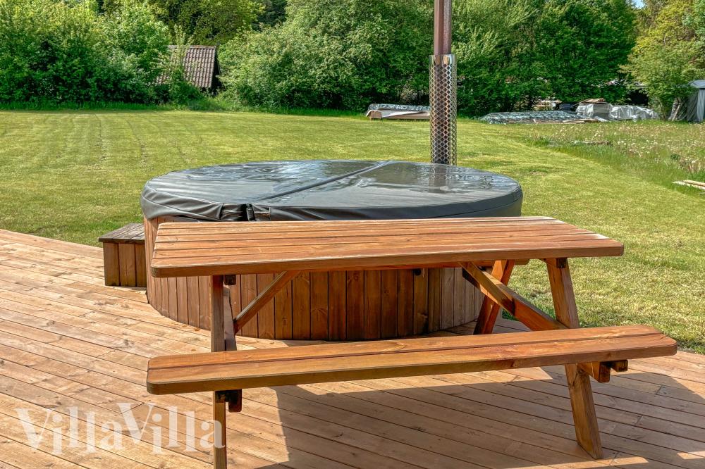 Das Luxusferienhaus Nr. 981 hat eine tolle Terrasse, die mit hochwertigen Gartenmöbeln für 14 Personen ausgestattet ist.