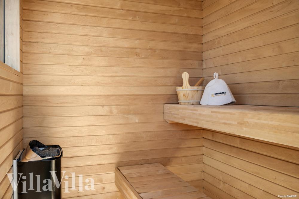 Genießen Sie die heiße Sauna im Luxusferienhaus Nr. 986 für 12 Personen