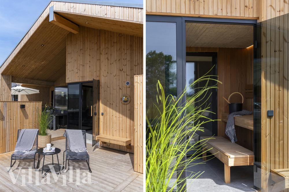 Das Luxusferienhaus Nr. 975 hat eine tolle Terrasse, die mit hochwertigen Gartenmöbeln für 16 Personen ausgestattet ist.