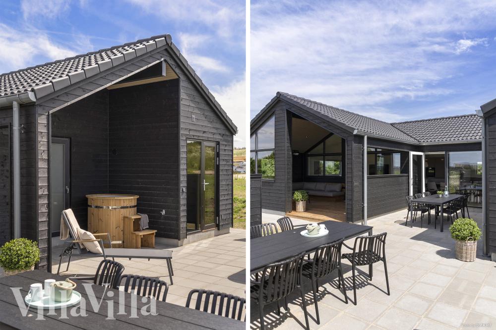 Genießen Sie einen Grillabend auf der Terrasse des Luxusferienhauses Nr. 958 in Fünen und seine Inseln