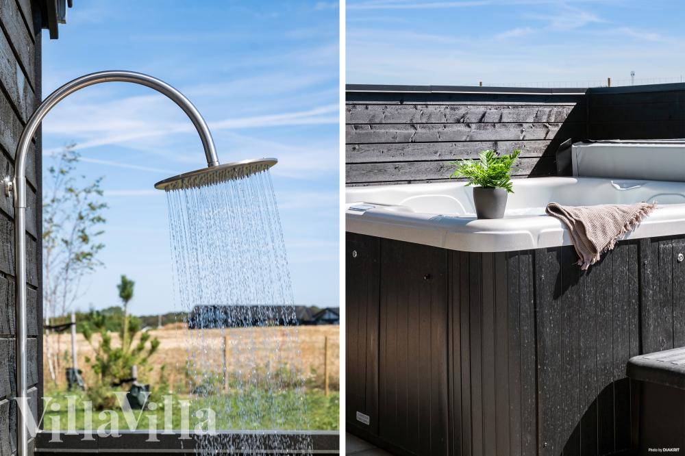Genießen Sie den warmen Whirlpool im Luxusferienhaus Nr. 921 in Fünen und seine Inseln