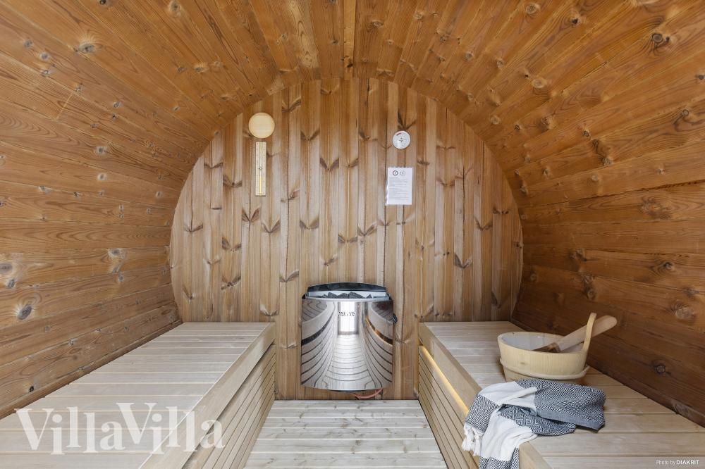 Genießen Sie die heiße Sauna im Luxusferienhaus Nr. 959 für 26 Personen