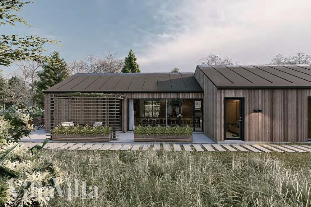 Dieses schicke Poolhaus Nr. 1017 liegt in Ostjütland und bietet Platz für 16 Personen.